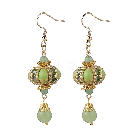 Lantern 304 Stainless Steel Synthetic Imperial Jasper Dangle Earrings EJEW-MZ00609-03-1