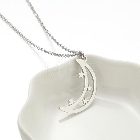 304 Stainless Steel Cutout Pendant Necklaces for Women WGF4B22-08-1