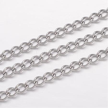 Tarnish Resistant 304 Stainless Steel Curb Chains CHS-K004-11P-0.6mm-1
