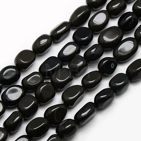Natural Obsidian Nuggets Beads Strands X-G-L154-16-1
