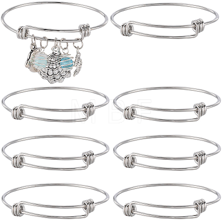 10Pcs Adjustable 201 Stainless Steel Expandable Bangle Making STAS-SC0008-09-1