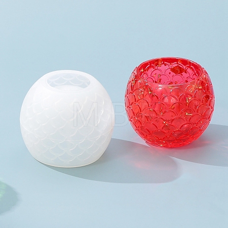 Fish Scale Pattern DIY Silicone Candle Holder Molds PW-WG0789F-01-1