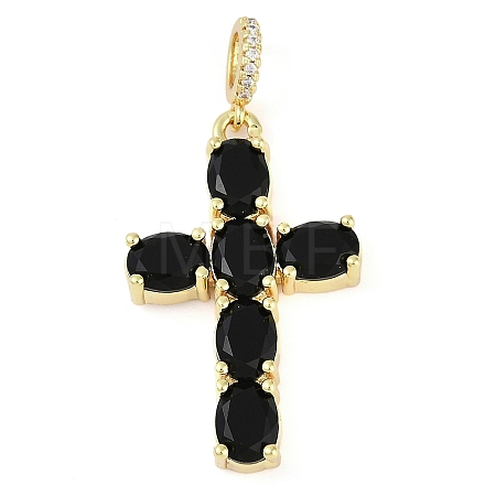 Rack Plating Brass Cubic Zirconia European Dangle Charms KK-P287-47G-01-1