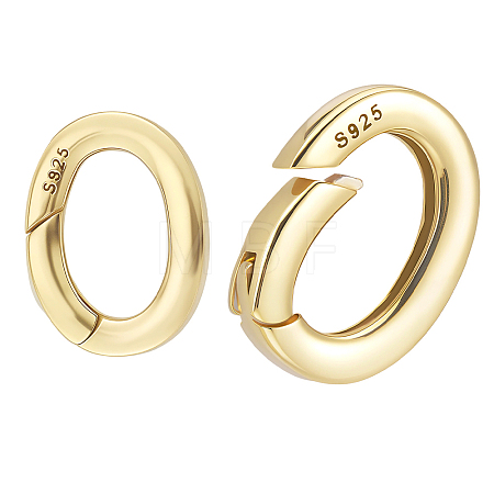 2Pcs 2 Styles Sterling Silver Spring Gate Rings STER-BBC0009-77-1