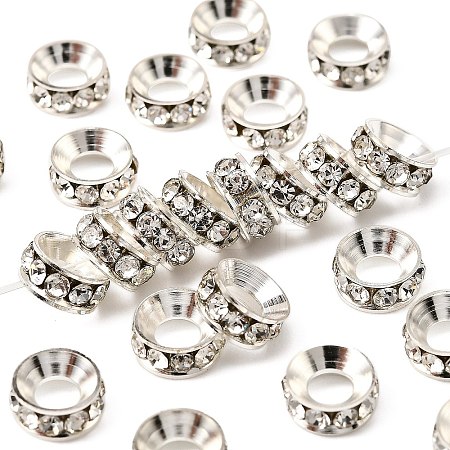 Brass Rhinestone Spacer Beads RB-A020-7mm-01S-1