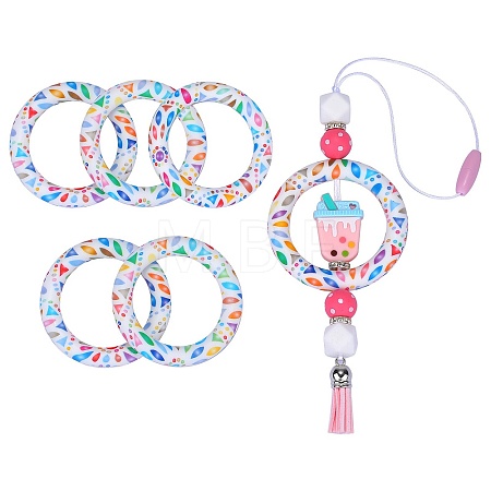 5Pcs Ring Food Grade Eco-Friendly Silicone Focal Beads JX894K-1