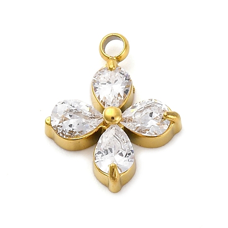 304 Stainless Steel Micro Pave Cubic Zirconia Pendants STAS-U042-06G-05-1