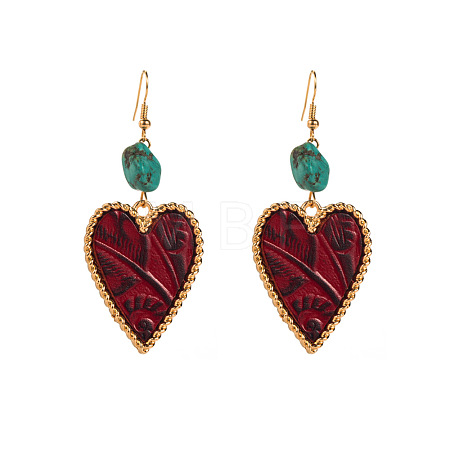 Alloy & Synthetic Turquoise Dangle Earrings WGDD144-02-1