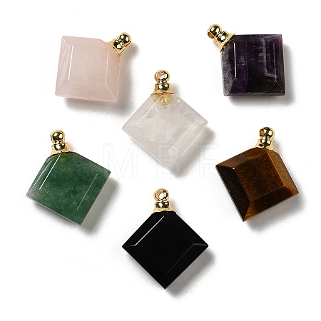 Natural Mixed Gemstone Perfume Bottle Pendants G-Z039-05G-1