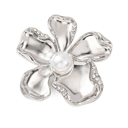 Flower Shape Alloy Rhinestone Lapel Pins for Backpack Clothes JEWB-B038-05P-1
