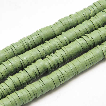 Flat Round Handmade Polymer Clay Beads CLAY-R067-8.0mm-43-1