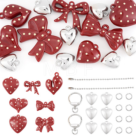 DIY Heart Bowknot Keychain Making Kits DIY-TA0015-61-1