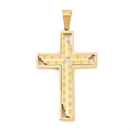 304 Stainless Steel Rhinestone Pendants STAS-B137-06G-1