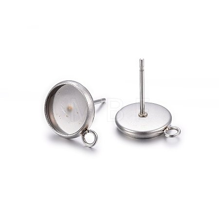 Non-Tarnish 304 Stainless Steel Stud Earring Settings X-STAS-H467-08P-8mm-1