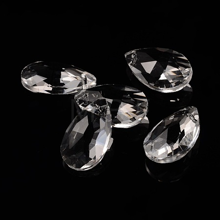 Faceted Teardrop Glass Pendants GLAA-O008-B01-1