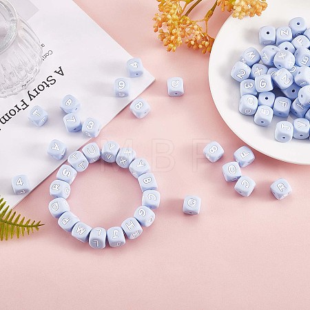 108 Pcs White Cube Silicone Beads Letter Number Square Dice Alphabet Beads with 2mm Hole Spacer Loose Letter Beads for Bracelet Necklace Jewelry Making JX438C-1
