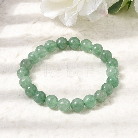 Natural Green Strawberry Quartz Round Beaded Stretch Bracelets for Women GG-CBA3F02-01-1