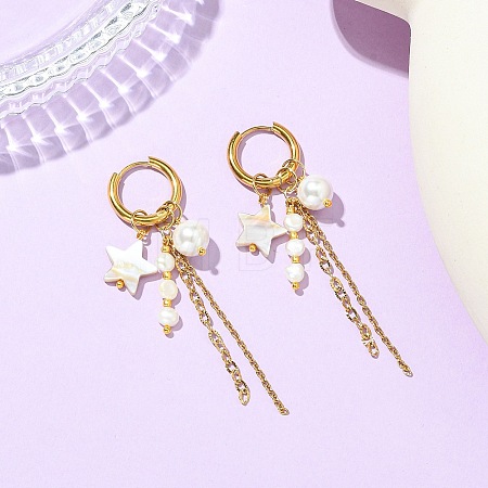 Natural Freshwater Shell Hoop Earrings EJEW-JE07145-01-1