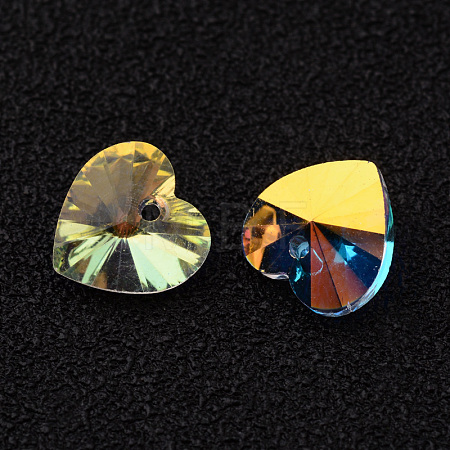 Heart Faceted K9 Glass Charms EGLA-O006-01D-1
