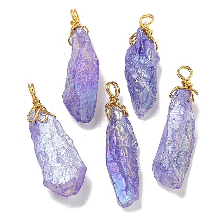 Electroplated Raw Rough Natural Quartz Crystal Big Pendants G-A229-02G-06-1
