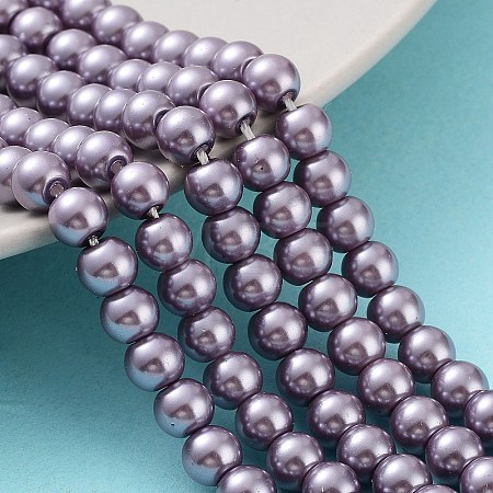 Eco-Friendly Dyed Glass Pearl Round Beads Strands HY-A008-6mm-RB116-1