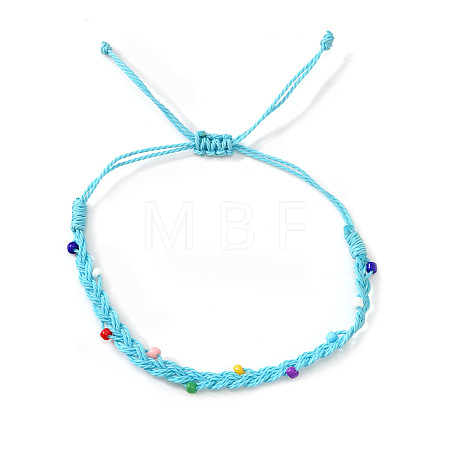 Glass Round Beads Braided Bead Bracelets IA6330-4-1