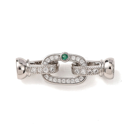 Brass Micro Pave Cubic Zirconia Fold Over Clasps KK-D259-07P-1
