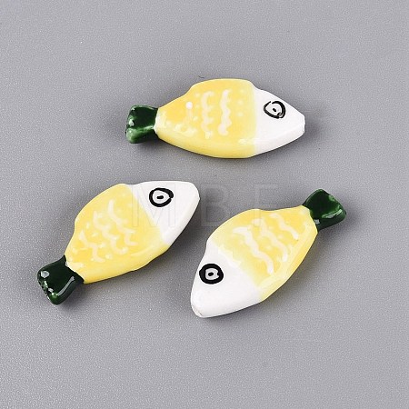 Hand Painted Fish Shaped Porcelain Beads PORC-N013-06J-1
