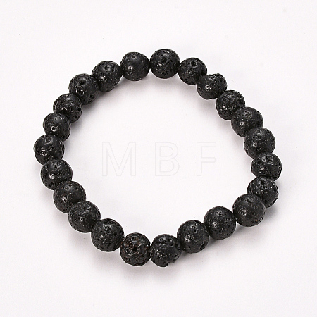 Natural Lava Rock Beaded Stretch Bracelets BJEW-Q692-60-10mm-1