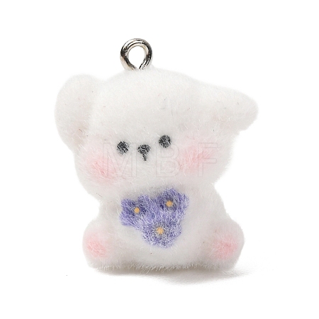 Anmial Theme Flocking Opaque Resin Pendants RESI-G130-01A-1