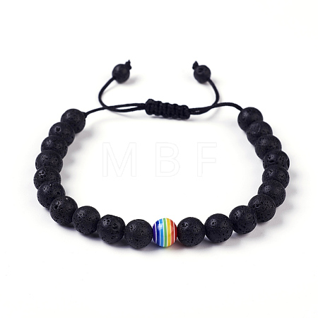Natural Lava Rock Braided Bead Bracelets BJEW-G607-02-1