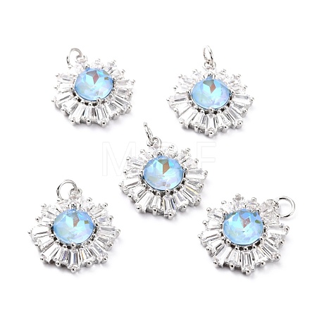 Brass Micro Pave Cubic Zirconia Pendants ZIRC-O044-21B-P-1