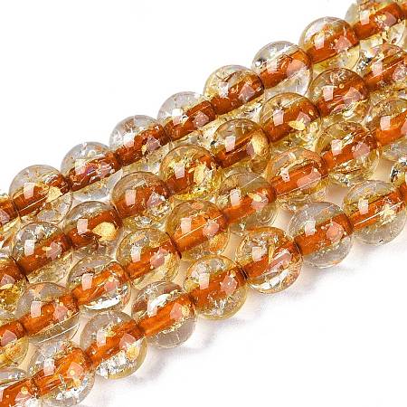 Crackle Transparent Glass Beads Strands GLAA-N030-8mm-01G-1