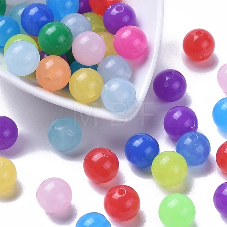 Imitation Jade Acrylic Beads SACR-S188-14mm-M-1