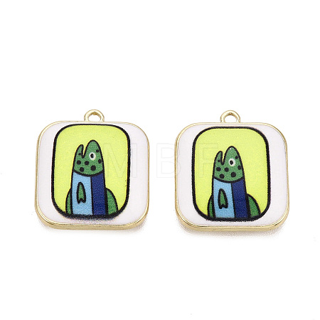 Printed Alloy Enamel Pendants ENAM-N072-01KCG-02-1