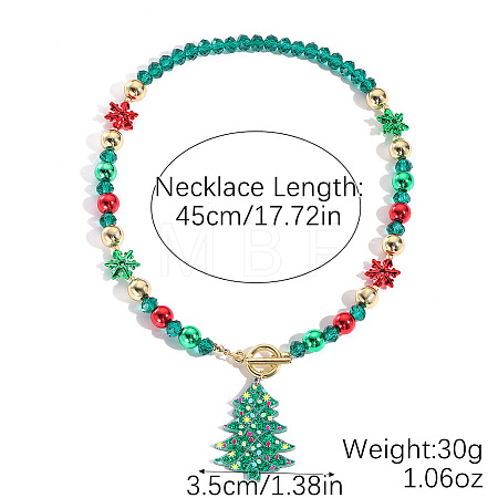 Christmas Theme Alloy Enamel Pendant Acrylic Beaded Necklaces with Alloy OT Clasps FS-WG72DBE-05-1