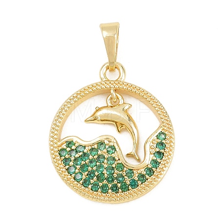Brass Micro Pave Cubic Zirconia Pendants KK-D258-31G-1