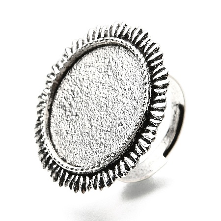Vintage Adjustable Iron Finger Ring Components Alloy Cabochon Bezel Settings PALLOY-Q300-14AS-NR-1
