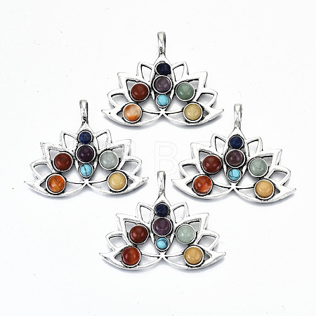 Natural Mixed Gemstone Pendants G-S359-204-1
