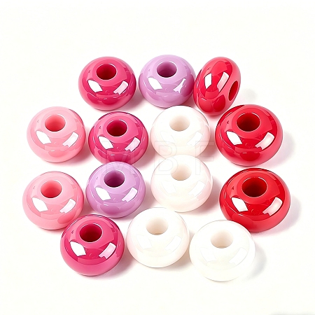 Valentine's Day Opaque Acrylic European Beads OACR-E033-19M3-1