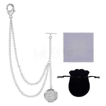 Brass Locket Pocket Watch Chains HJEW-PH02530-1