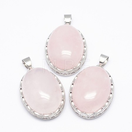 Natural Rose Quartz Pendants X-G-D851-03-1