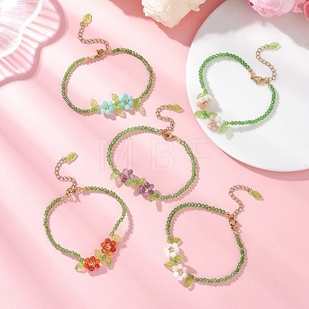 Natural Gemstone & Glass Beads Beaded Bracelets for Women BJEW-JB13426-1