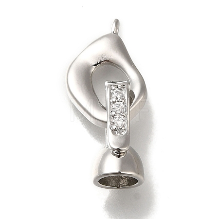 Brass Micro Pave Clear Cubic Zirconia Fold Over Clasps KK-H480-39P-1