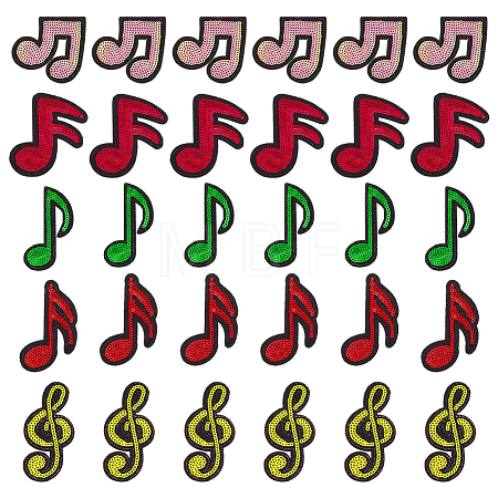 30Pcs 5 Styles Polyester Clothing Patches PATC-FG0003-82-1