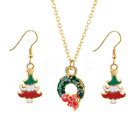 Christmas Alloy Enamel Pendant Necklaces & Dangle Earrings FS-WG15A06-05-1