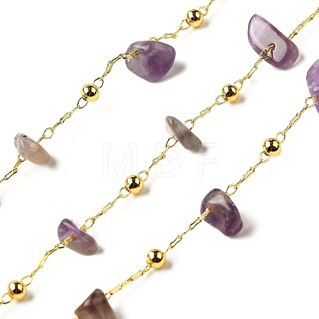 Handmade Natural Amethyst Chip Beaded Chains CHC-F020-09G-10-1