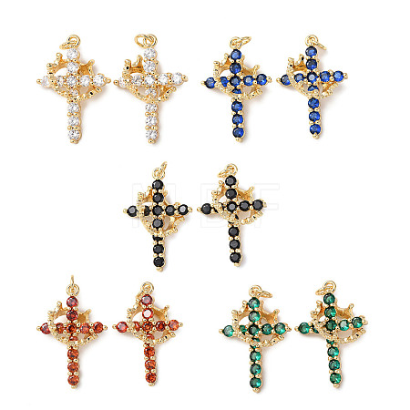 Brass Micro Pave Cubic Zirconia Pendants KK-C143-43A-G-1