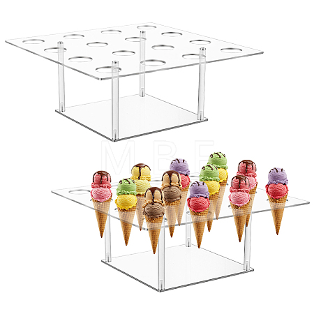 16-Hole Square Acrylic Ice Cream Display Stands ODIS-WH0030-358-1