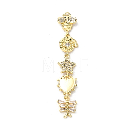 Brass Micro Pave Clear Cubic Zirconia Big Pendants KK-B176-02G-04-1